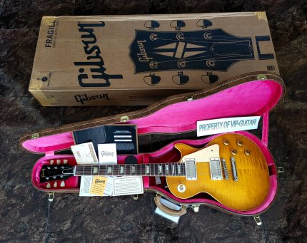 GIBSON CUSTOM SHOP USA LES PAUL 1959 VOS DIRTY LEMON WITH AAA FLAME S/N 942880